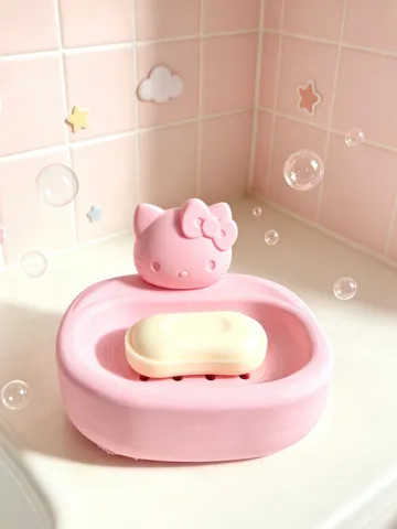 Modelo para impresión 3D: Hello Kitty香皂盒 可爱沥水肥皂盒 浴室卡通置物盒少女心洗漱台收纳 — vista de referencia 2