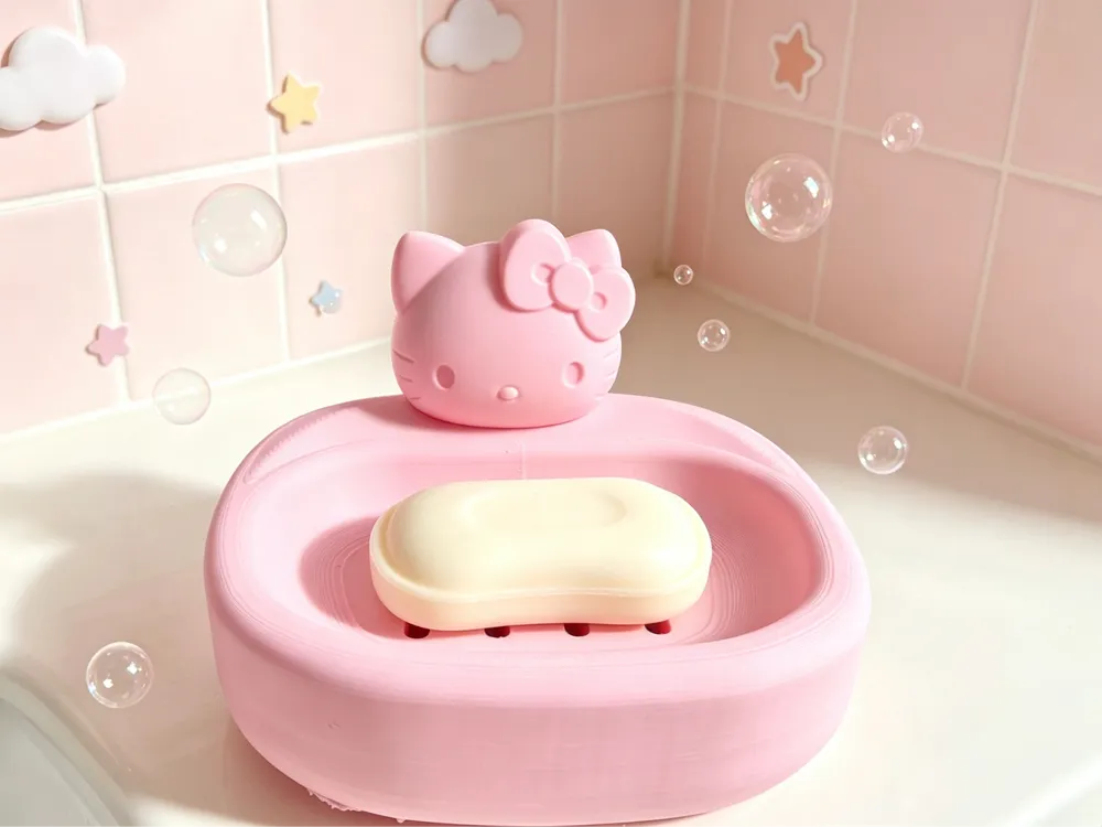 Modelo para impresión 3D: Hello Kitty香皂盒 可爱沥水肥皂盒 浴室卡通置物盒少女心洗漱台收纳. Referencia del modelo original.