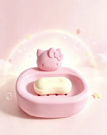 Modelo para impresión 3D: Hello Kitty香皂盒 可爱沥水肥皂盒 浴室卡通置物盒少女心洗漱台收纳 — vista de referencia 5