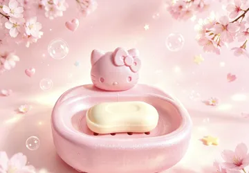 Modelo para impresión 3D: Hello Kitty香皂盒 可爱沥水肥皂盒 浴室卡通置物盒少女心洗漱台收纳 — vista de referencia 3