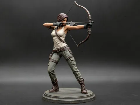 Letrero o emblema decorativo: 古墓丽影 劳拉射箭 — referencia de MakerWorld