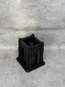 Modelo para impresión 3D: 暗黑哥特教堂风格 化妆刷收纳桶 笔筒 — vista de referencia 5