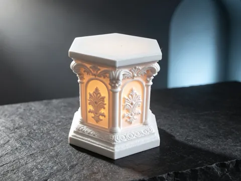 Modelo para impresión 3D: 六角欧式桌面模型展台(可适配蜡烛灯) — referencia de MakerWorld