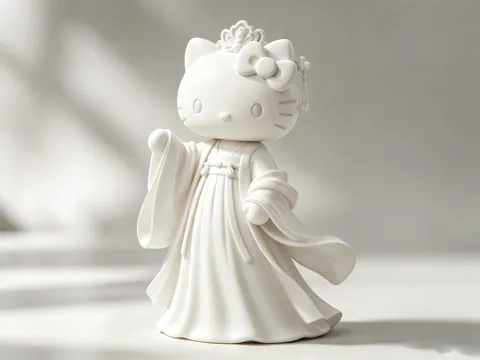 Modelo para impresión 3D: 国风汉服 Hello Kitty 摆件 支撑易拆 — referencia de MakerWorld
