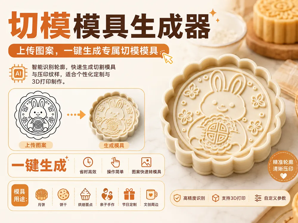 Modelo para impresión 3D: 中秋玉兔月饼切模. Referencia del modelo original.