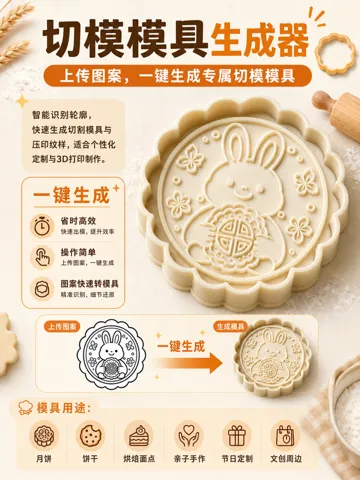 Modelo para impresión 3D: 中秋玉兔月饼切模 — vista de referencia 2