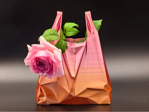Modelo para impresión 3D: 丝绸质感塑料袋花瓶 — referencia de MakerWorld