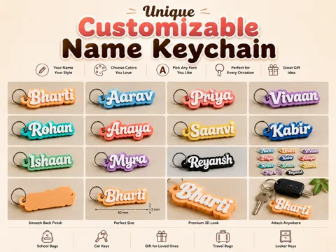 Llavero: Unique Customizable Name Keychain — referencia de MakerWorld