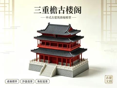 Modelo para impresión 3D: 历史建筑-三重檐古楼阁 — referencia de MakerWorld
