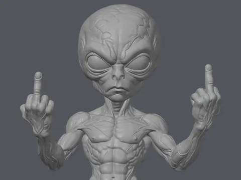 Soporte: Alien flipping off — referencia de MakerWorld