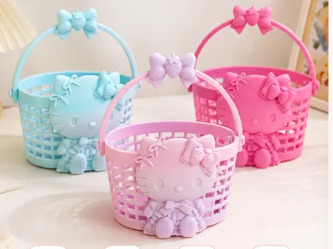 Modelo para impresión 3D: Hello Kitty kitty猫k t猫 凯蒂猫收纳篮子提篮笔筒折叠手柄收纳盒拼豆谷美 — referencia de MakerWorld