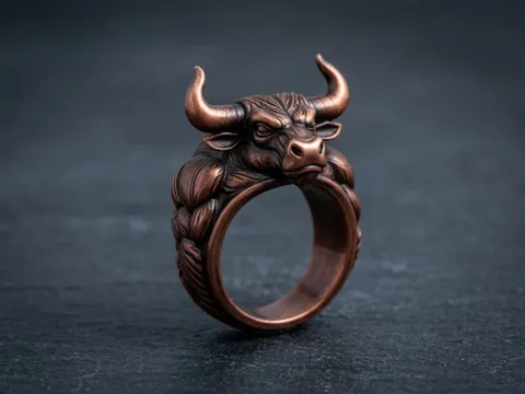 Modelo para impresión 3D: 怒角狂牛力量图腾戒指/通用内径尺寸 — referencia de MakerWorld
