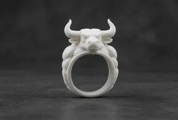 Modelo para impresión 3D: 怒角狂牛力量图腾戒指/通用内径尺寸 — vista de referencia 3