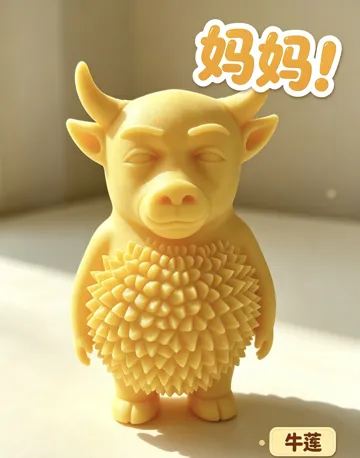 Modelo para impresión 3D: 此牛来身上长“莲”,是牛榴莲! — vista de referencia 3