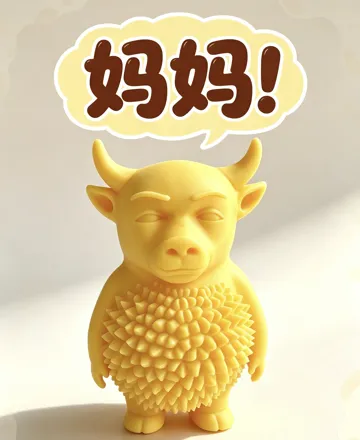 Modelo para impresión 3D: 此牛来身上长“莲”,是牛榴莲! — vista de referencia 5