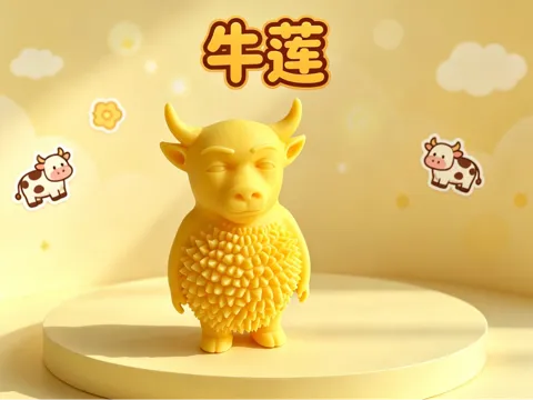 Modelo para impresión 3D: 此牛来身上长“莲”,是牛榴莲! — referencia de MakerWorld