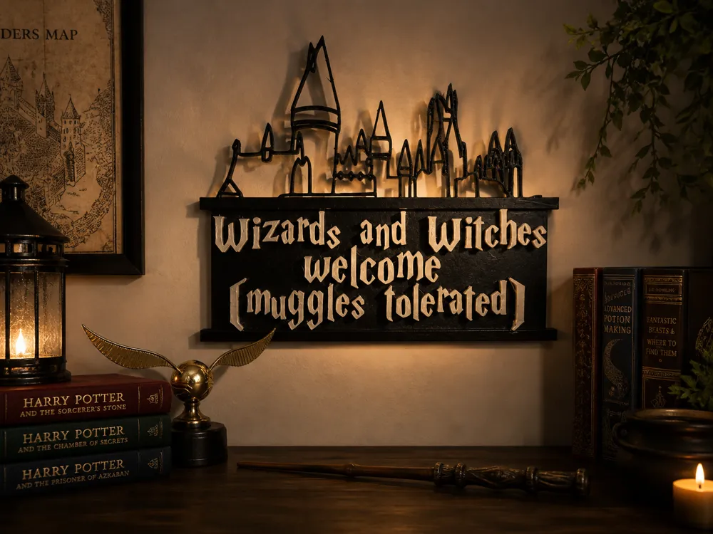 Letrero o emblema decorativo: Harry Potter Door Sign. Referencia del modelo original.