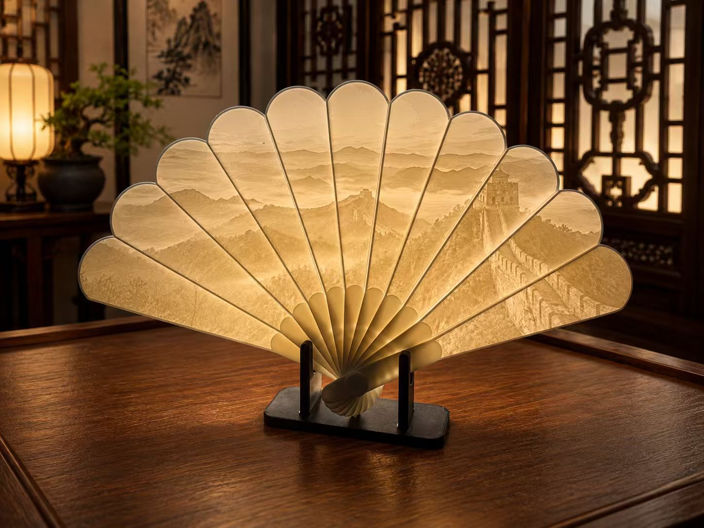 透光浮雕折扇展示支架 - 3D printed Decor, in stock in India