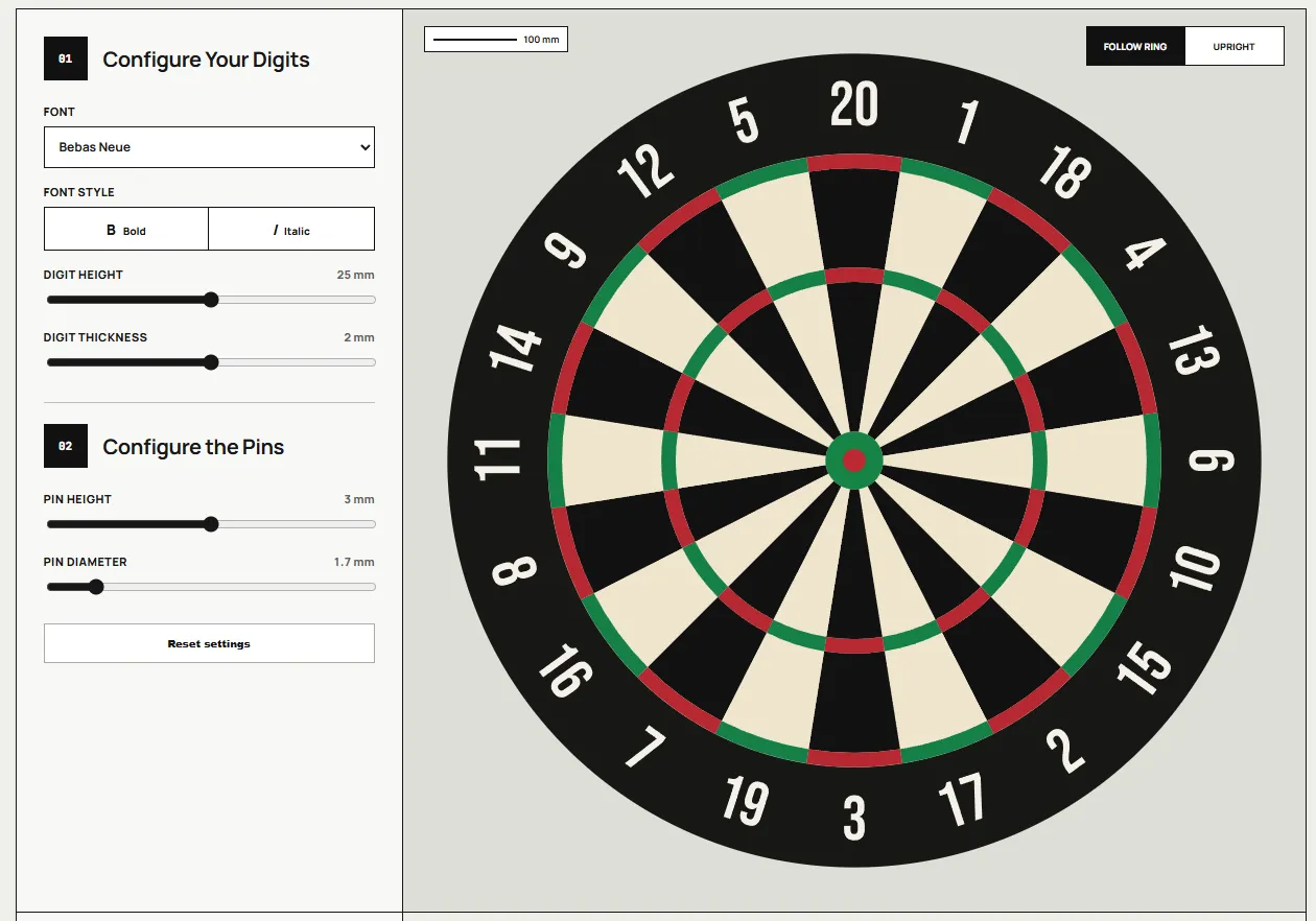 Fully Customizable 3D-Printed Dartboard Numbers - Free 3D Print Model ...