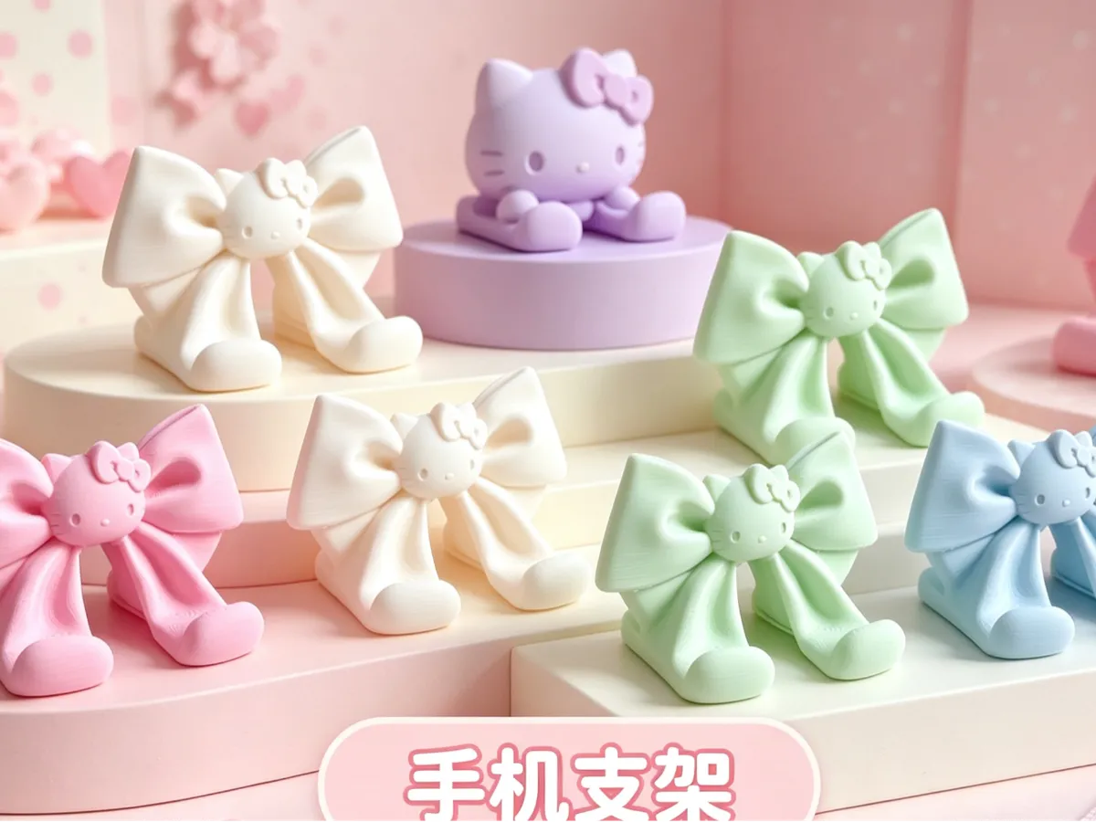Hello Kitty Bow Phone Stand Cute Desk Decor - Free 3D Print Model ...