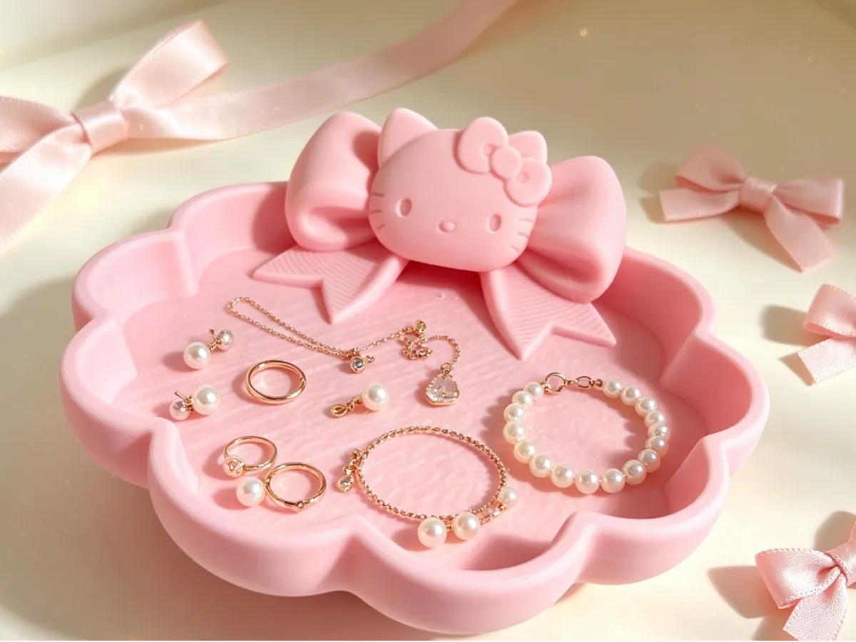 Hello Kitty Bow Petal Storage Tray | 3D Printed Cute Desktop Organizer ...