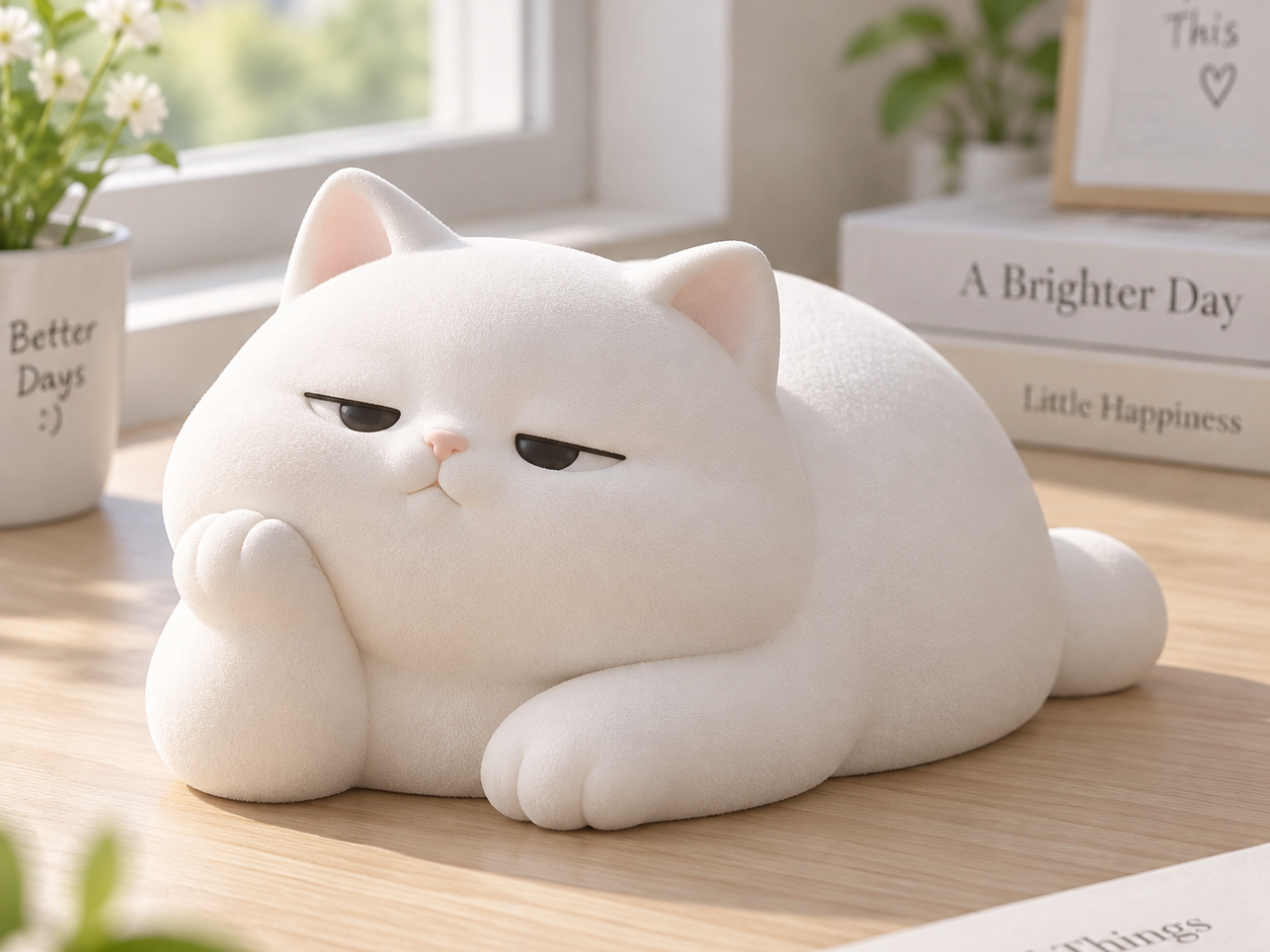 Q版傲娇托脸胖小猫摆件 3D model