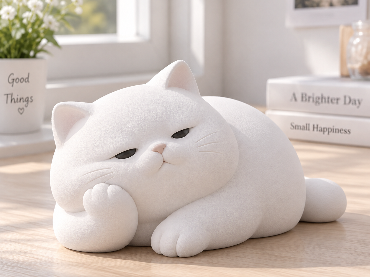 Q 版慵懒托脸胖猫摆件 3D model