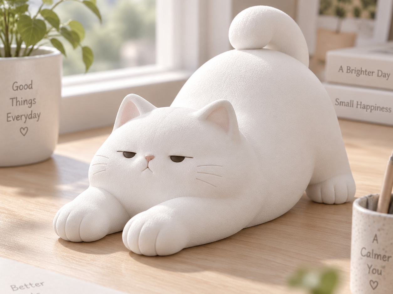 Q版伸懒腰胖猫摆件 3D model