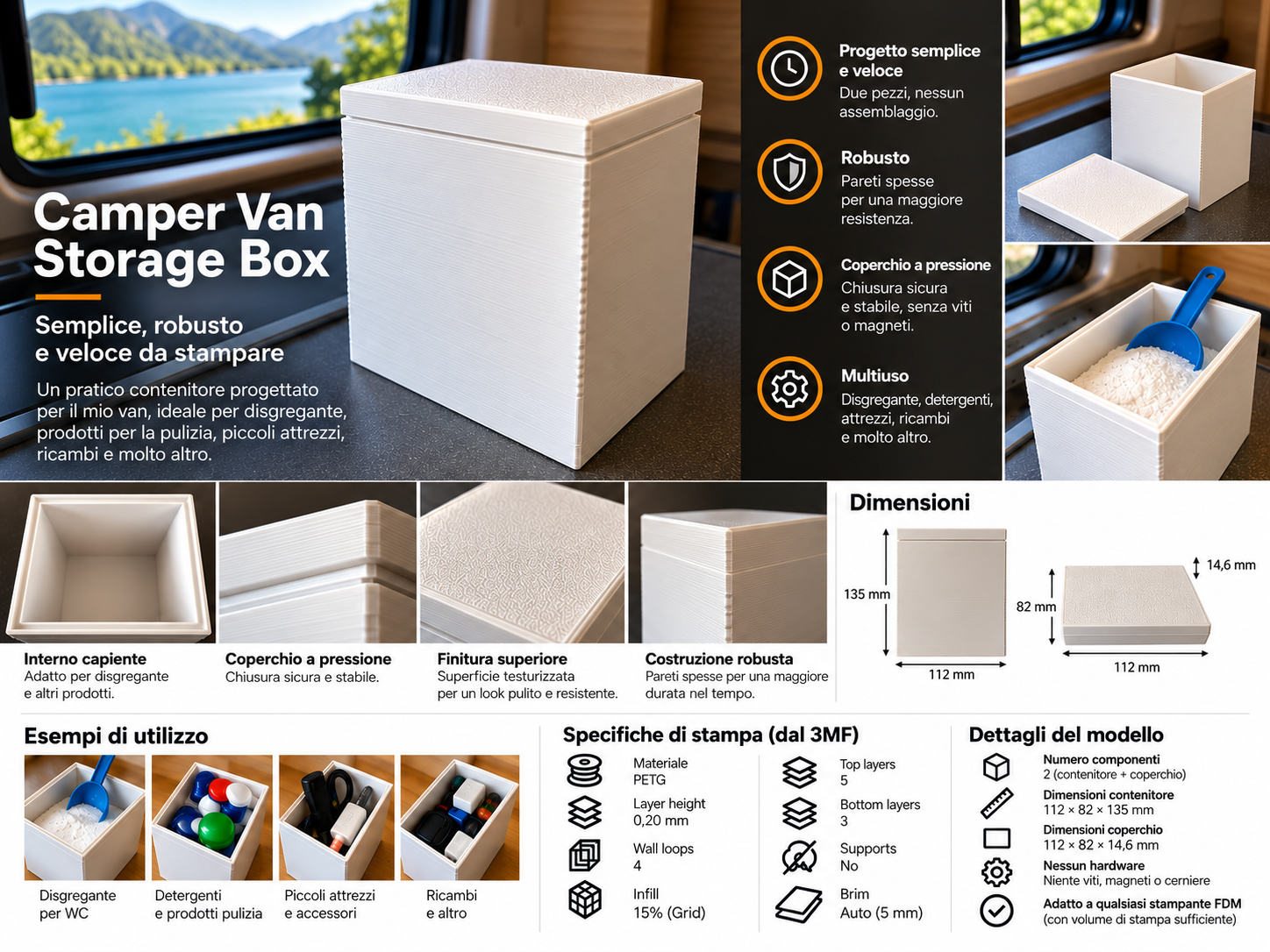 Camper Van Storage Box – Simple & Robust Press-Fit 3D model