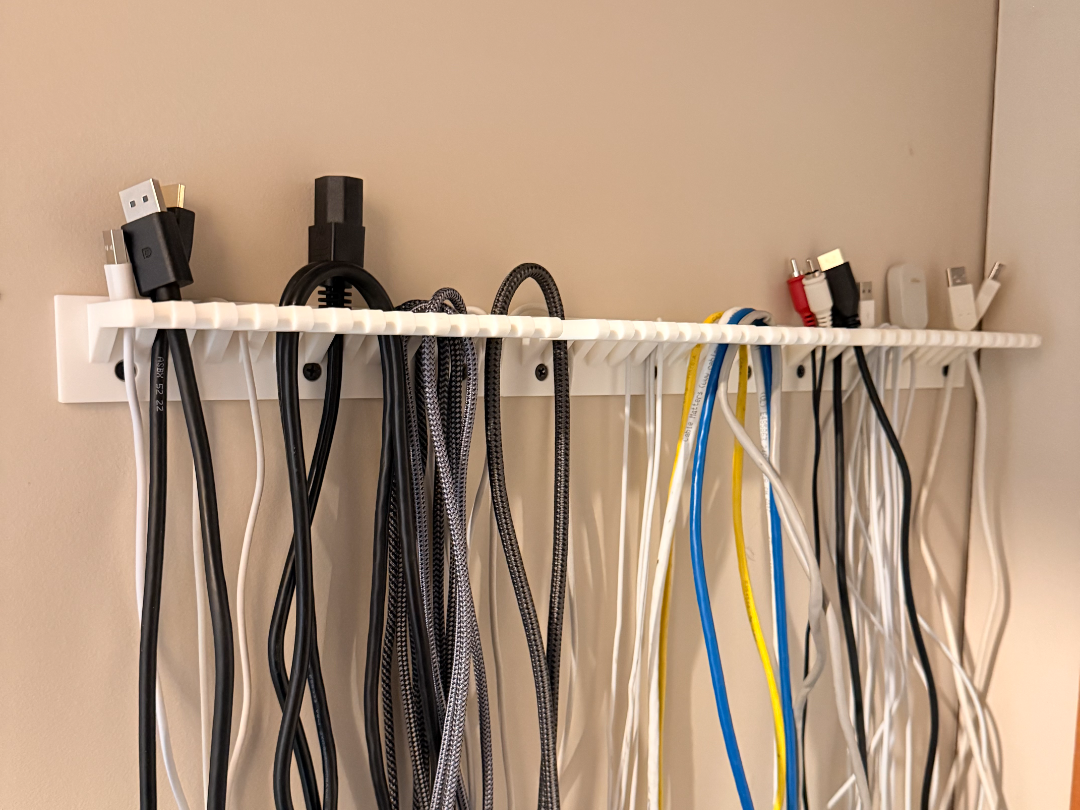 3D Printed Cable Comb - Wall Cord Organizer 3D model