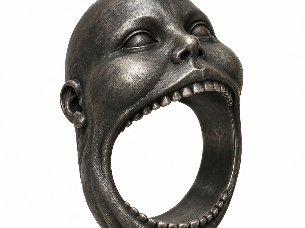 Head wide open eating finger 3D model