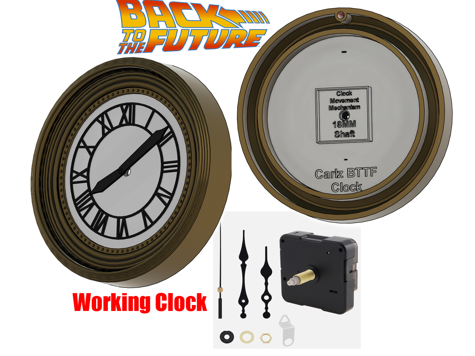 Carlz Back To The Future Working Tower Clock 3D model