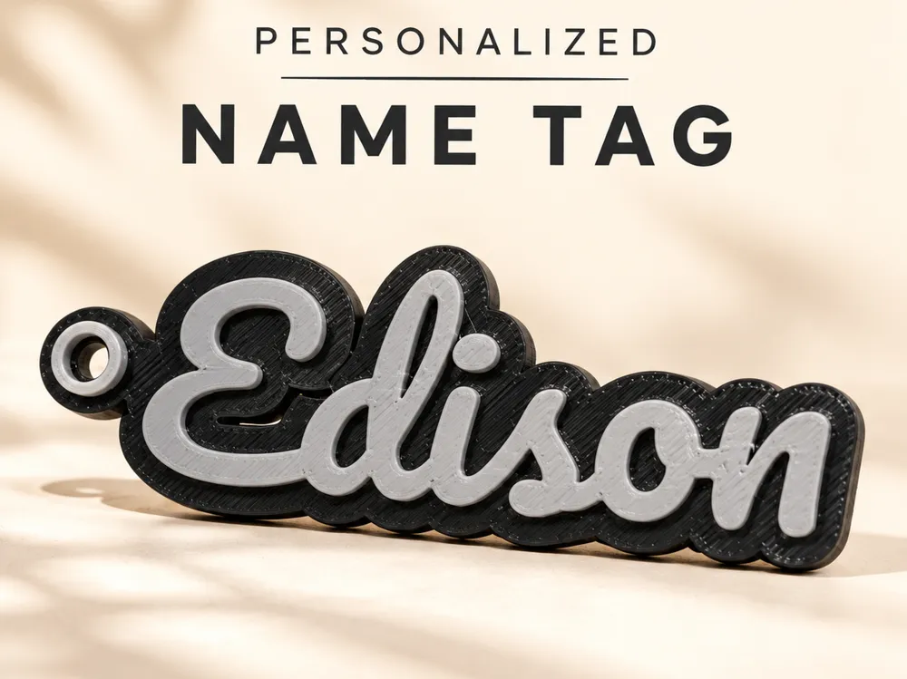 Custom Name Bag Tag - 4 Styles, 2 Color - Free 3D Print Model - MakerWorld