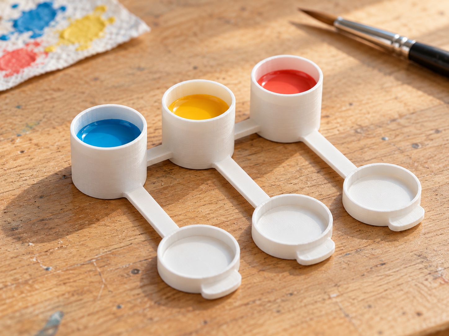 3 Mini Potes de Tinta de 3 ml com Tampas Acopladas 3D model