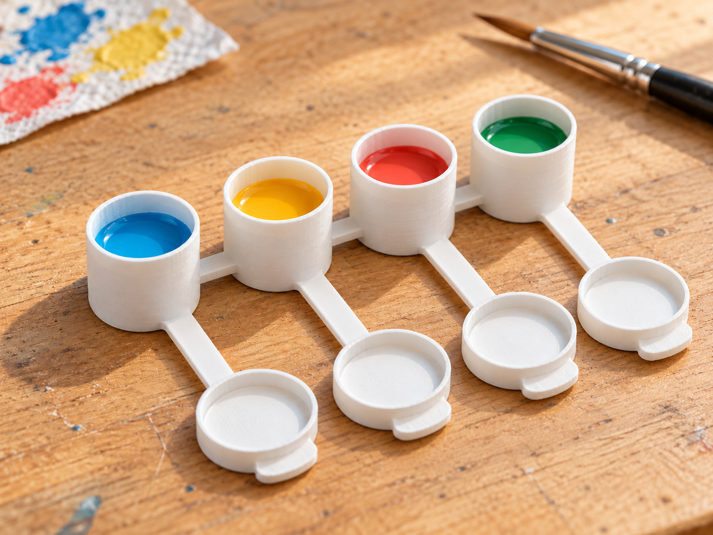 4 Mini Potes de Tinta de 3 ml com Tampas Acopladas 3D model