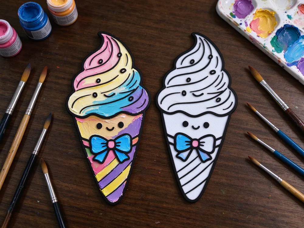 Torch Ice Cream - Coloring Card - Free 3D Print Model - MakerWorld