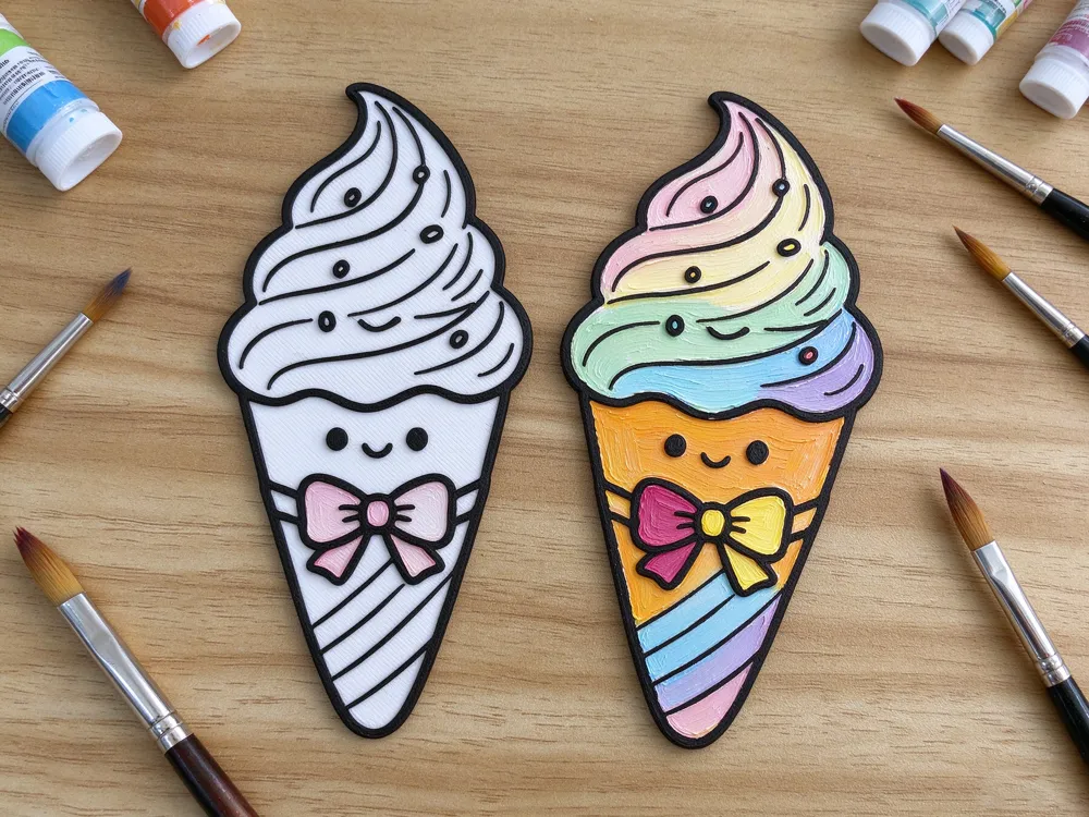 Torch Ice Cream - Coloring Card - Free 3D Print Model - MakerWorld