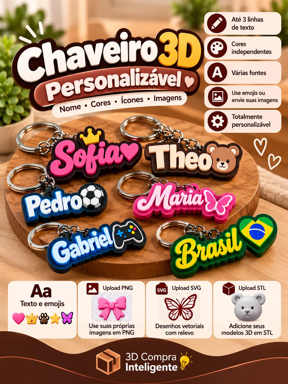Name Keychain Generator | Chaveiro 3D - Free 3D Print Model - MakerWorld