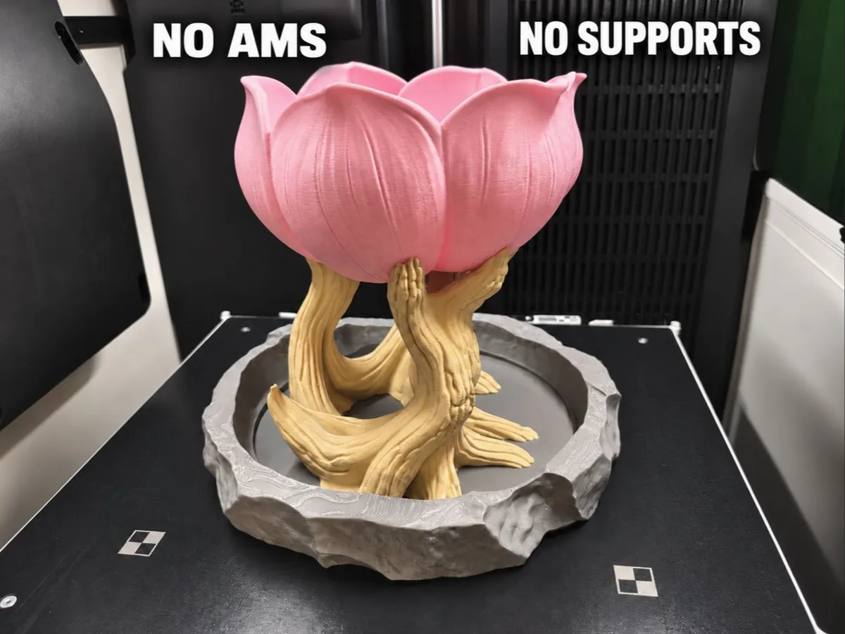 Blooming flower - flower pot - NO AMS - Free 3D Print Model - MakerWorld
