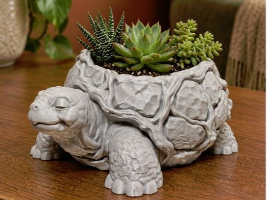 Maceta Tortuga Serena: Diseño Esculpido con Detalles Naturales