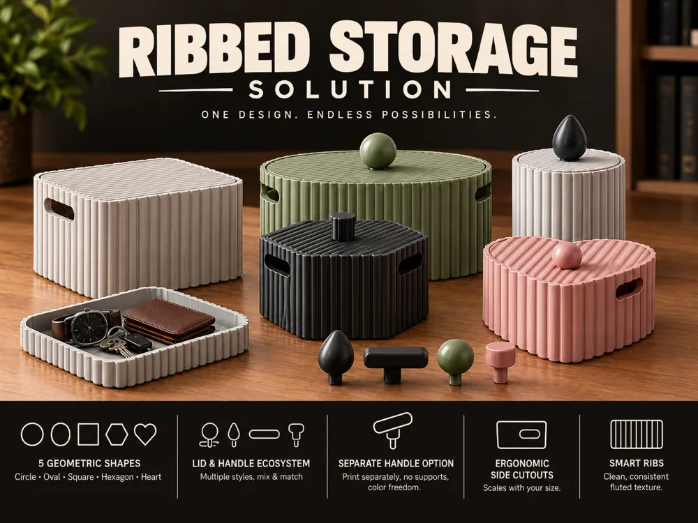 Storage Rack Png Template Ribbed Storage – Customizable Organizer Generator - Free 3D Print Model ...
