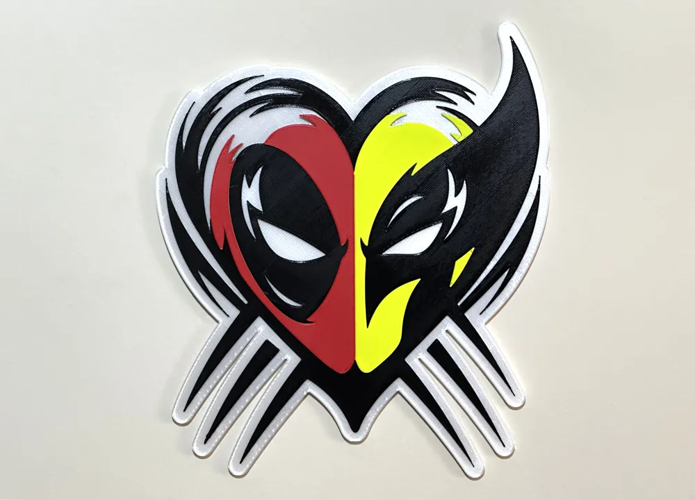 Deadpool Wolverine Heart - Free 3D Print Model - MakerWorld