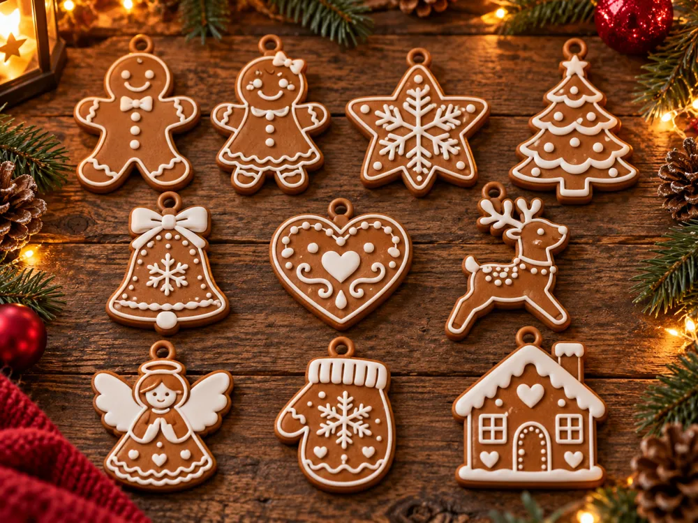 Modelling Icing Gingerbread Christmas Ornaments – 10 Piece Set - Free 3D Print Model ...