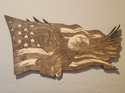 Bald American Eagle Flag H2D Laser