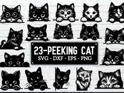 23-PEEKING CAT SVG Bundle Laser Cut File