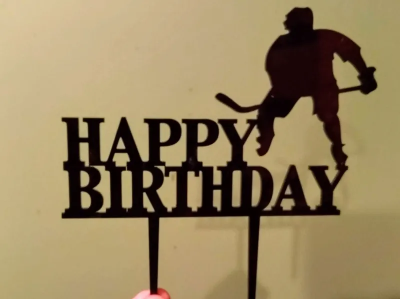 Acrylic Cake topper: Happy Birthday Hockey Player