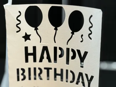 Birthday Card with Ballons and Gifts
