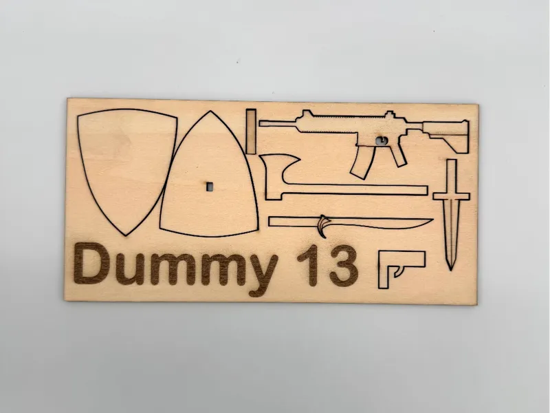 Dummy 13 Weapons kit card - laser cut