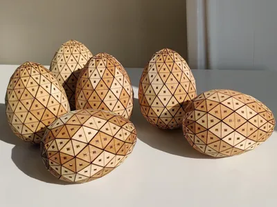 Elegant Laser-Cut Wooden Easter Eggs