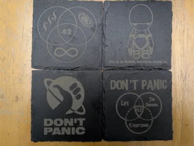 Hitchhikers Guide to the Galaxy Laser Coaster Set